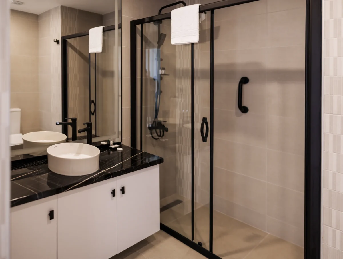 Bathroom with walk-in shower at Vistamare Premium Residence